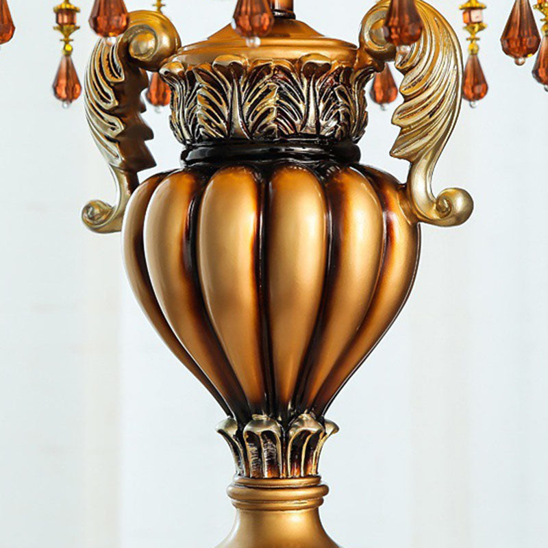 Flower-Shaped Cylindrical Metal Resin Table Lamp