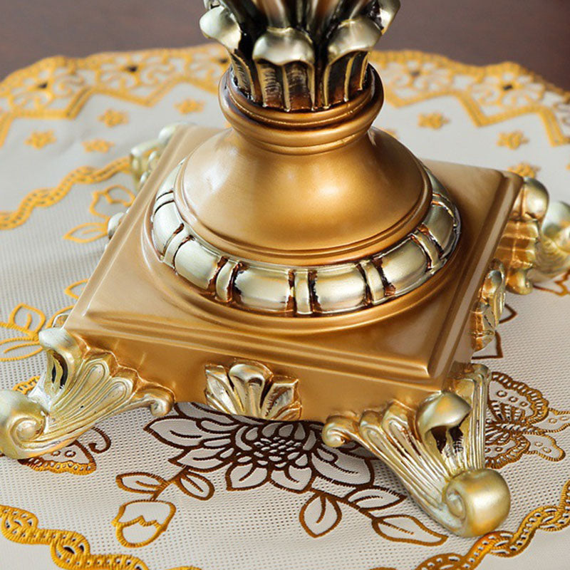 Flower-Shaped Cylindrical Metal Resin Table Lamp
