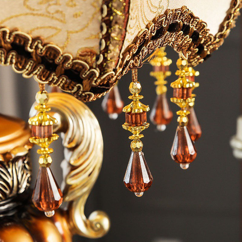 Flower-Shaped Cylindrical Metal Resin Table Lamp