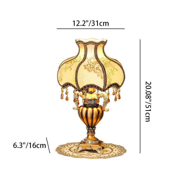 Flower-Shaped Cylindrical Metal Resin Table Lamp