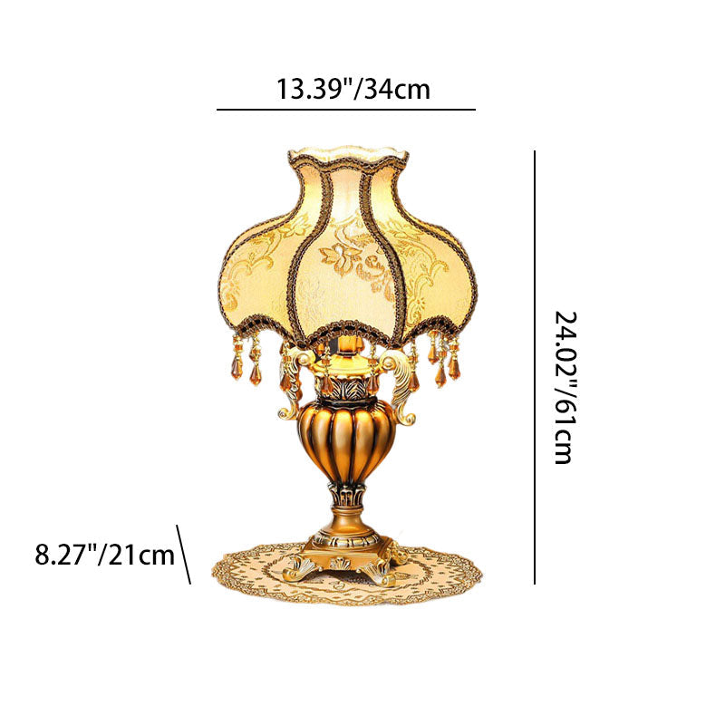 Flower-Shaped Cylindrical Metal Resin Table Lamp