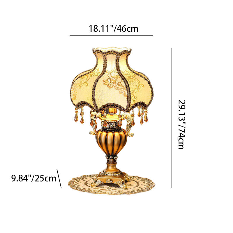 Flower-Shaped Cylindrical Metal Resin Table Lamp