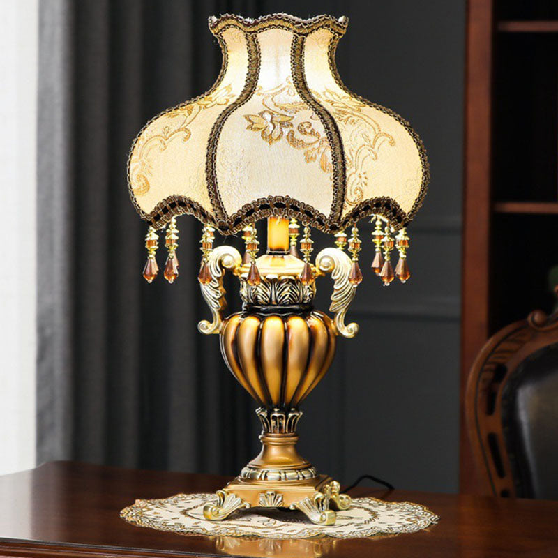 Flower-Shaped Cylindrical Metal Resin Table Lamp