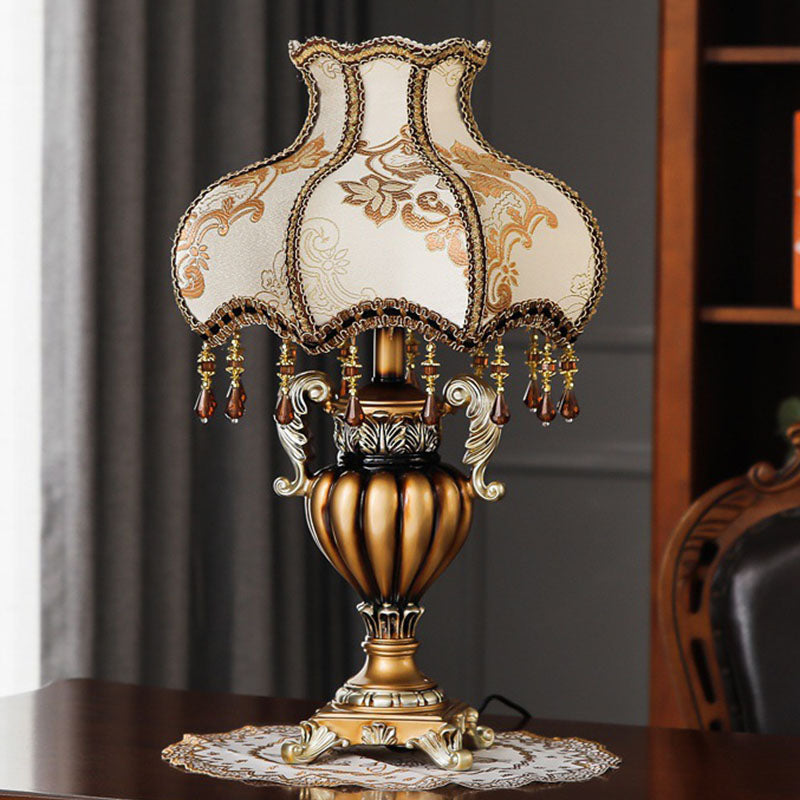 Flower-Shaped Cylindrical Metal Resin Table Lamp