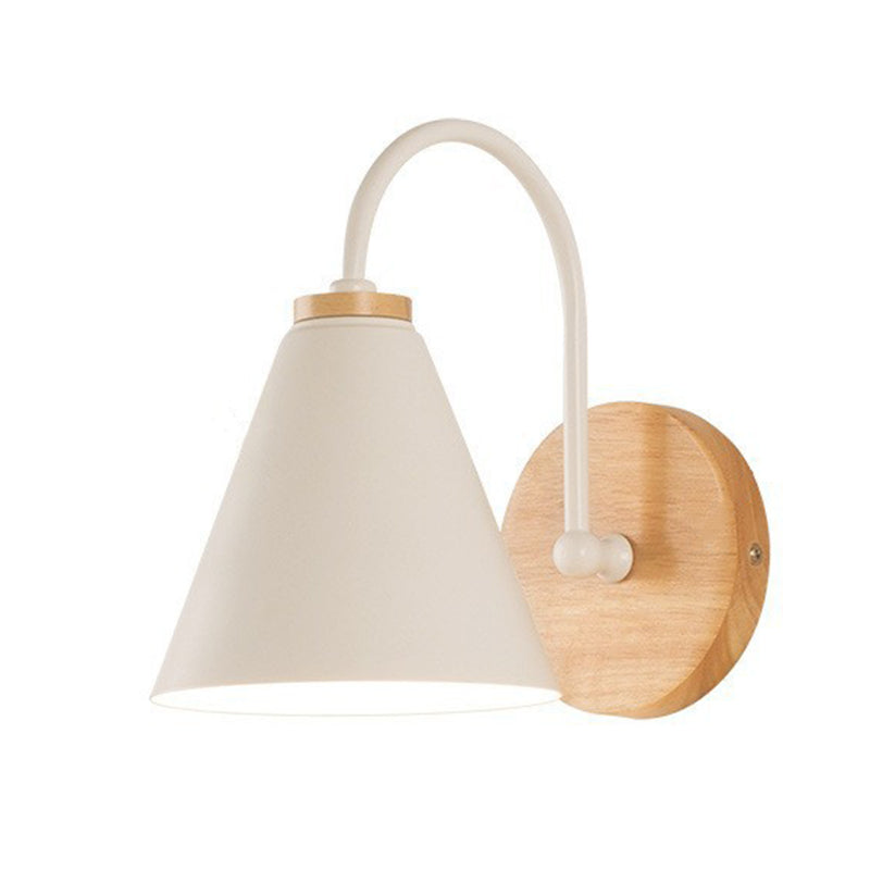 Conical Solid Wood Iron Wall Lamp