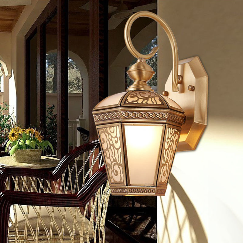 Lantern-Shaped Copper Glass Gardens Outdoor Light