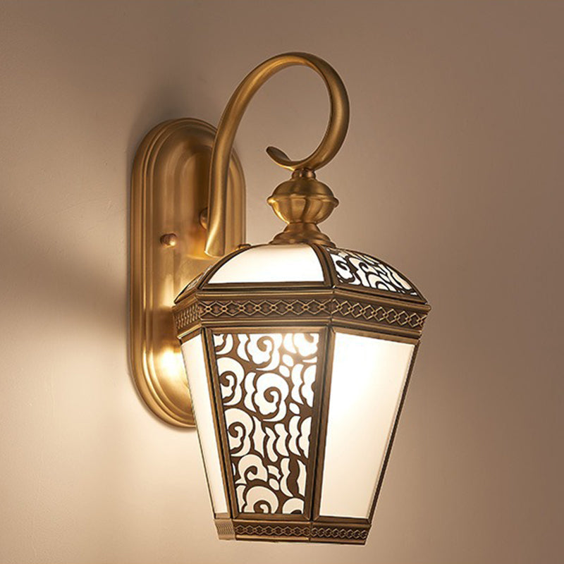 Lantern-Shaped Copper Glass Gardens Outdoor Light
