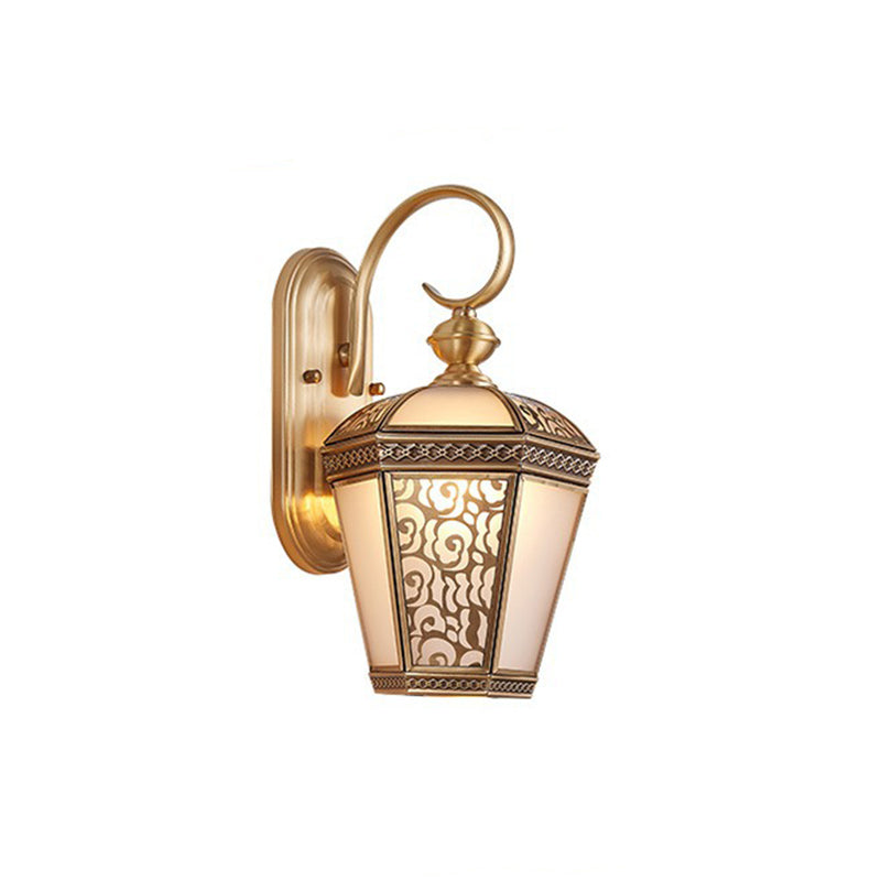 Lantern-Shaped Copper Glass Gardens Outdoor Light