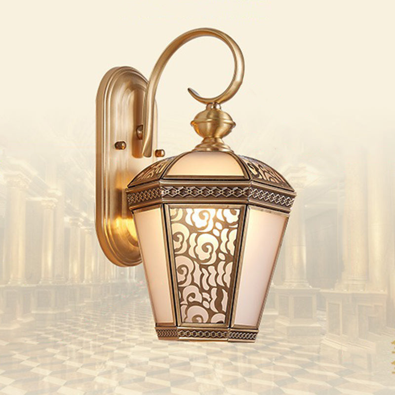 Lantern-Shaped Copper Glass Gardens Outdoor Light