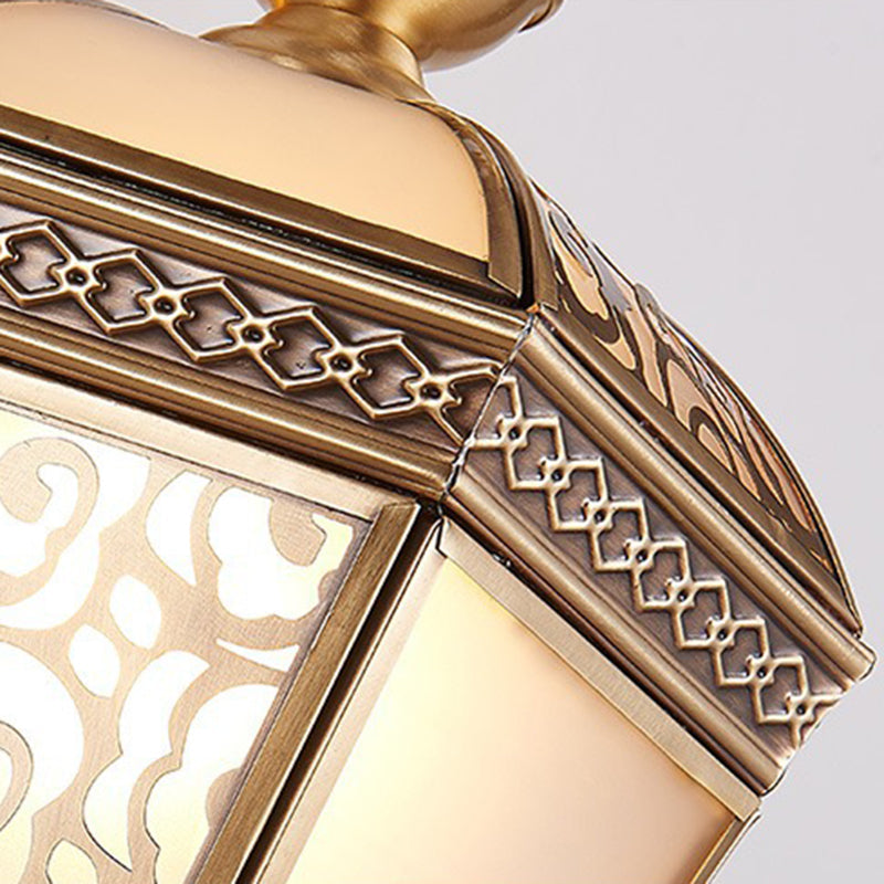 Lantern-Shaped Copper Glass Gardens Outdoor Light