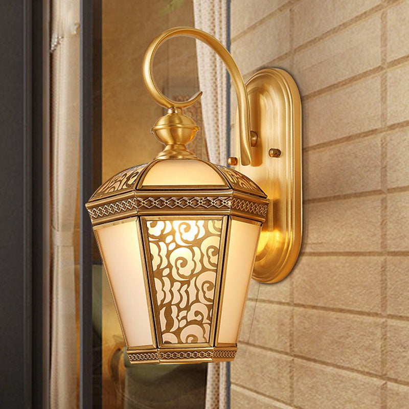 Lantern-Shaped Copper Glass Gardens Outdoor Light
