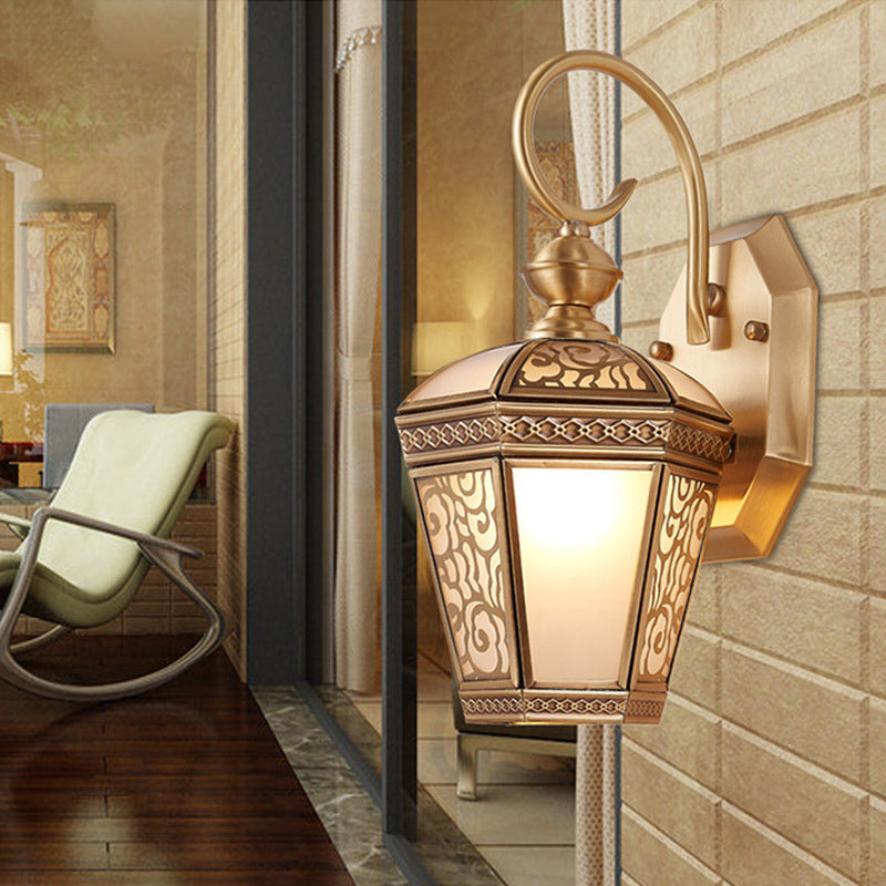 Lantern-Shaped Copper Glass Gardens Outdoor Light