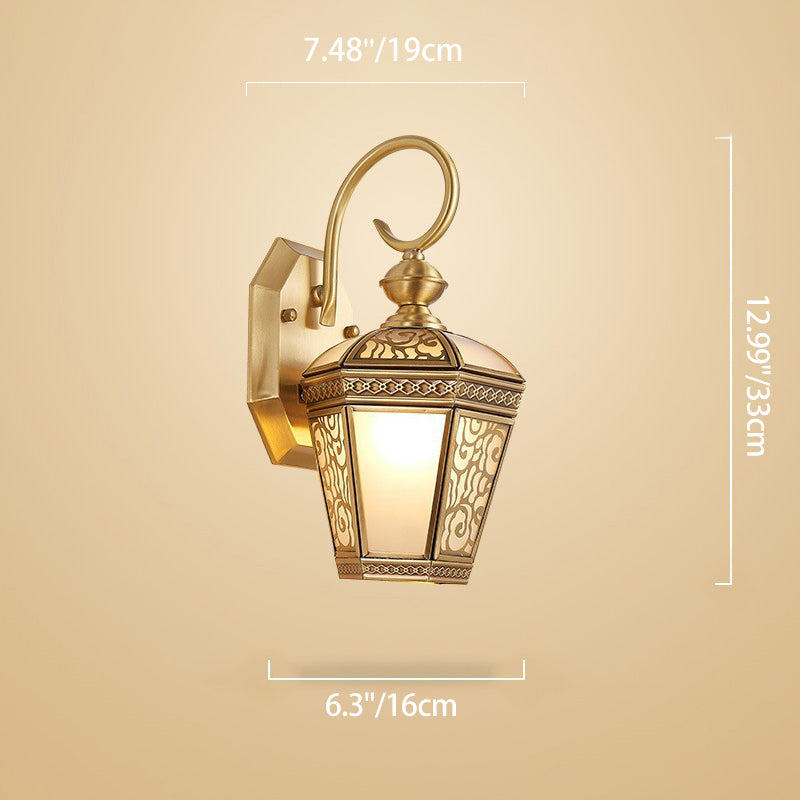 Lantern-Shaped Copper Glass Gardens Outdoor Light