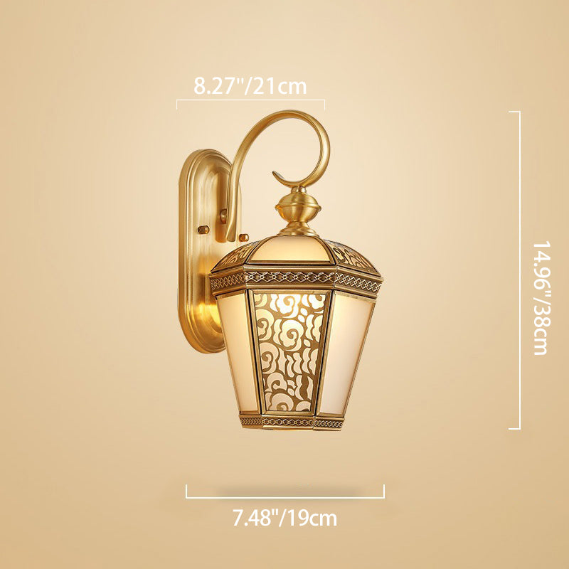 Lantern-Shaped Copper Glass Gardens Outdoor Light