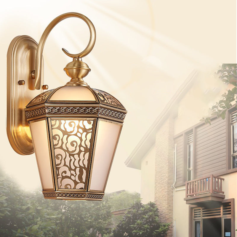 Lantern-Shaped Copper Glass Gardens Outdoor Light