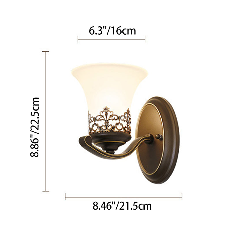 Floral Pattern Iron Glass Wall Lamp