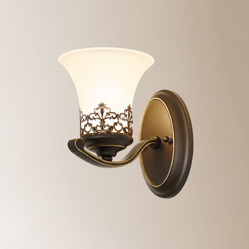 Floral Pattern Iron Glass Wall Lamp