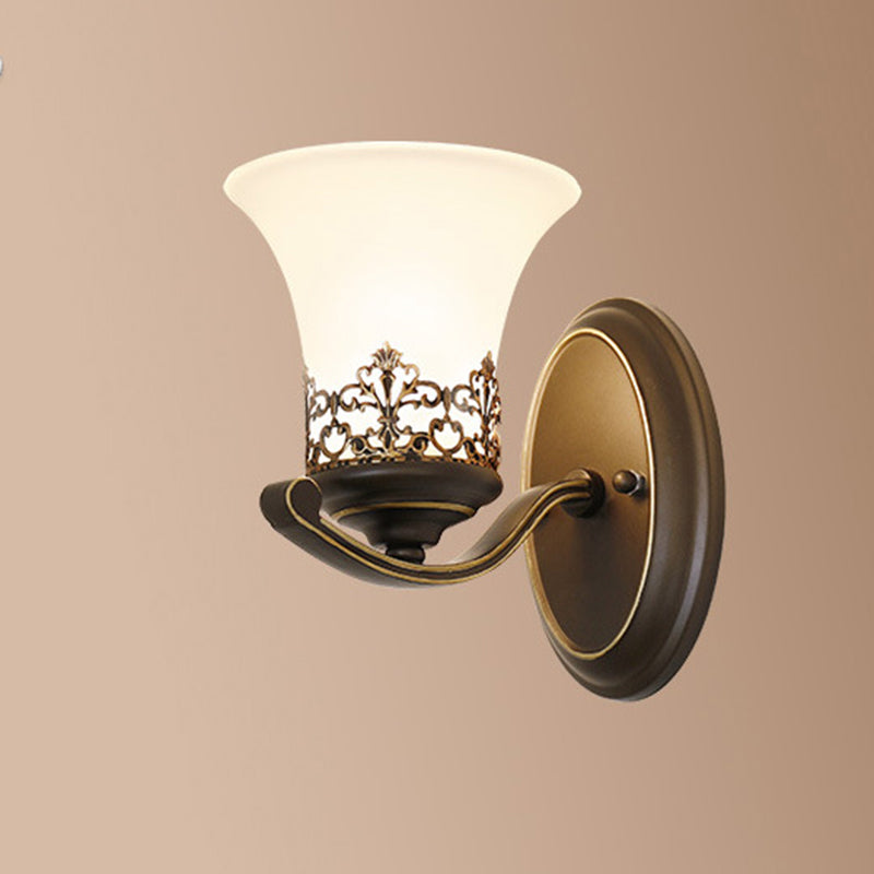 Floral Pattern Iron Glass Wall Lamp