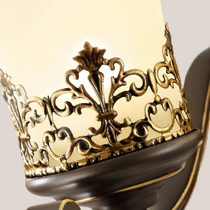 Floral Pattern Iron Glass Wall Lamp
