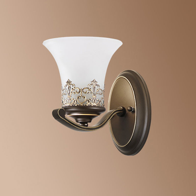 Floral Pattern Iron Glass Wall Lamp