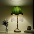 Cylindrical Bamboo Pattern Tassel Table Lamp
