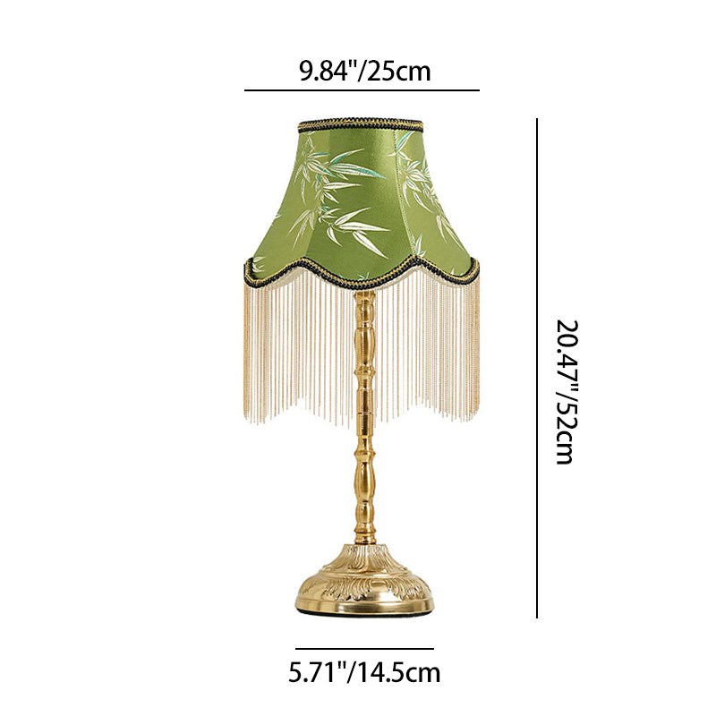 Cylindrical Bamboo Pattern Tassel Table Lamp