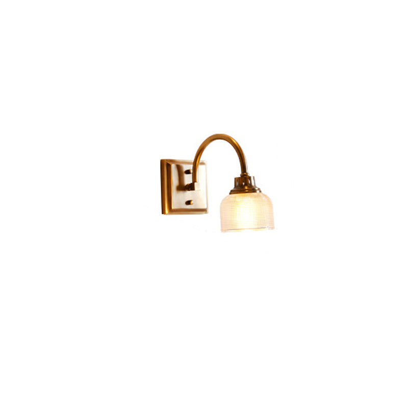 Round Copper Glass Vanity 2-Light Wall Lamp