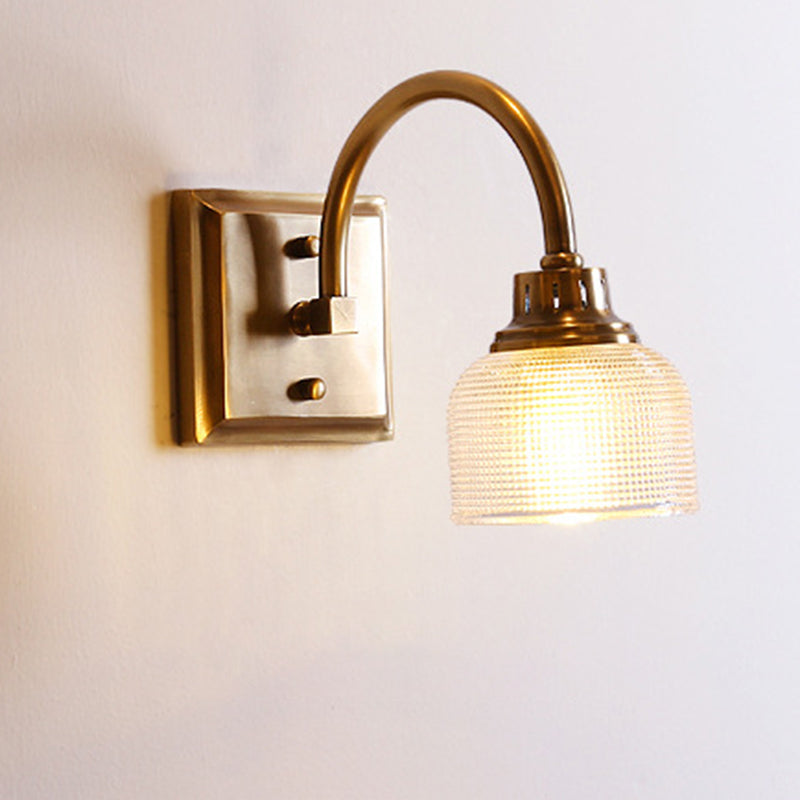 Round Copper Glass Vanity 2-Light Wall Lamp