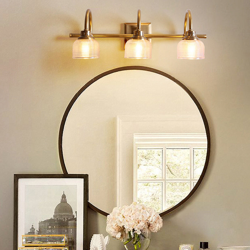 Round Copper Glass Vanity 2-Light Wall Lamp
