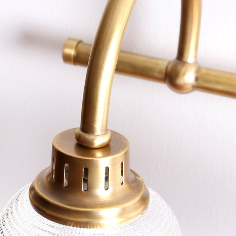 Round Copper Glass Vanity 2-Light Wall Lamp