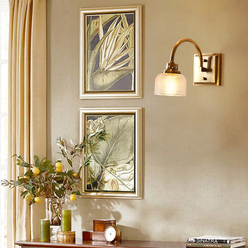 Round Copper Glass Vanity 2-Light Wall Lamp