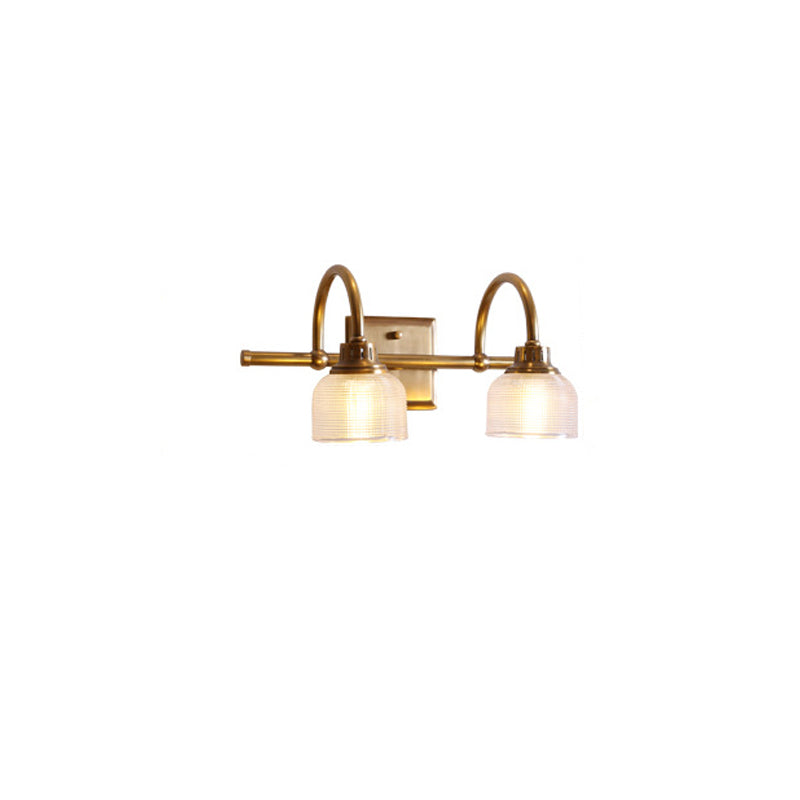 Round Copper Glass Vanity 2-Light Wall Lamp