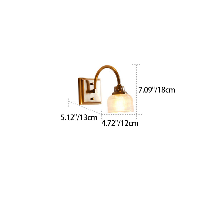 Round Copper Glass Vanity 2-Light Wall Lamp