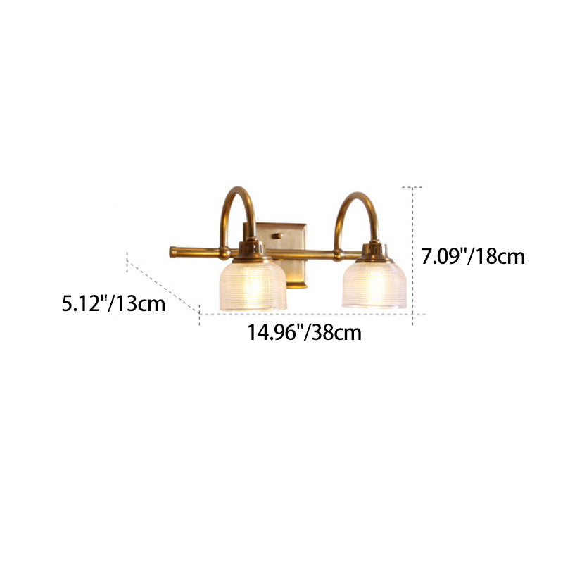 Round Copper Glass Vanity 2-Light Wall Lamp
