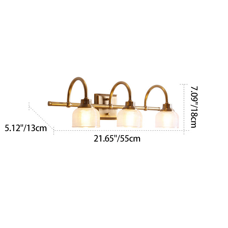 Round Copper Glass Vanity 2-Light Wall Lamp