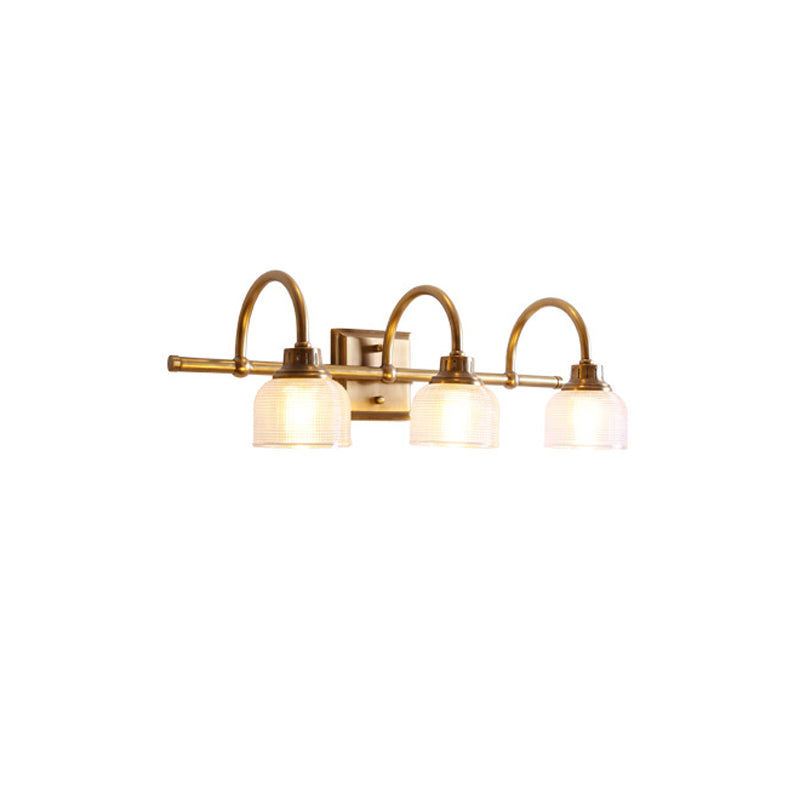 Round Copper Glass Vanity 2-Light Wall Lamp