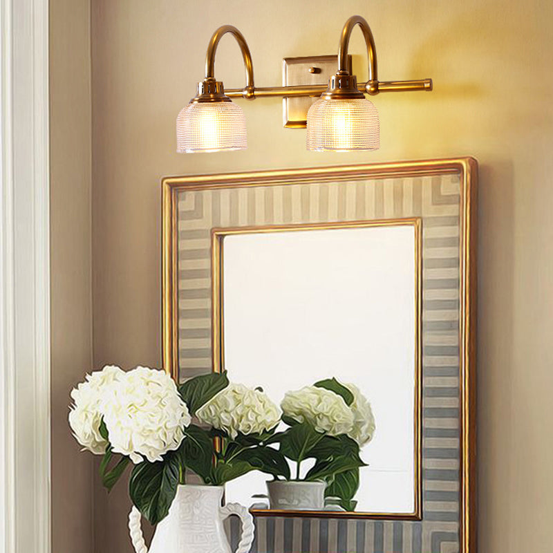Round Copper Glass Vanity 2-Light Wall Lamp