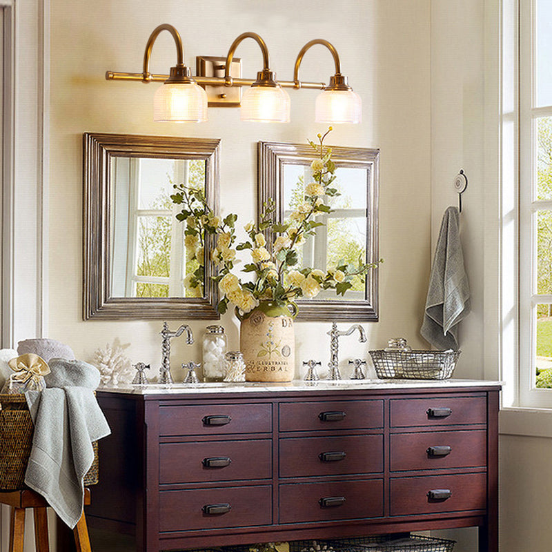 Round Copper Glass Vanity 2-Light Wall Lamp