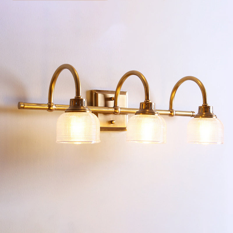 Round Copper Glass Vanity 2-Light Wall Lamp