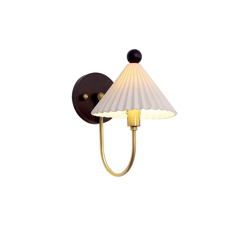 Pleated Umbrella-shaped Solid Wood Wall Lamp