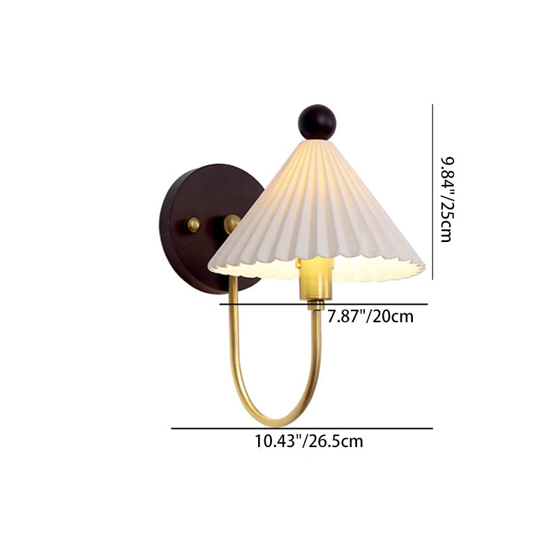 Pleated Umbrella-shaped Solid Wood Wall Lamp