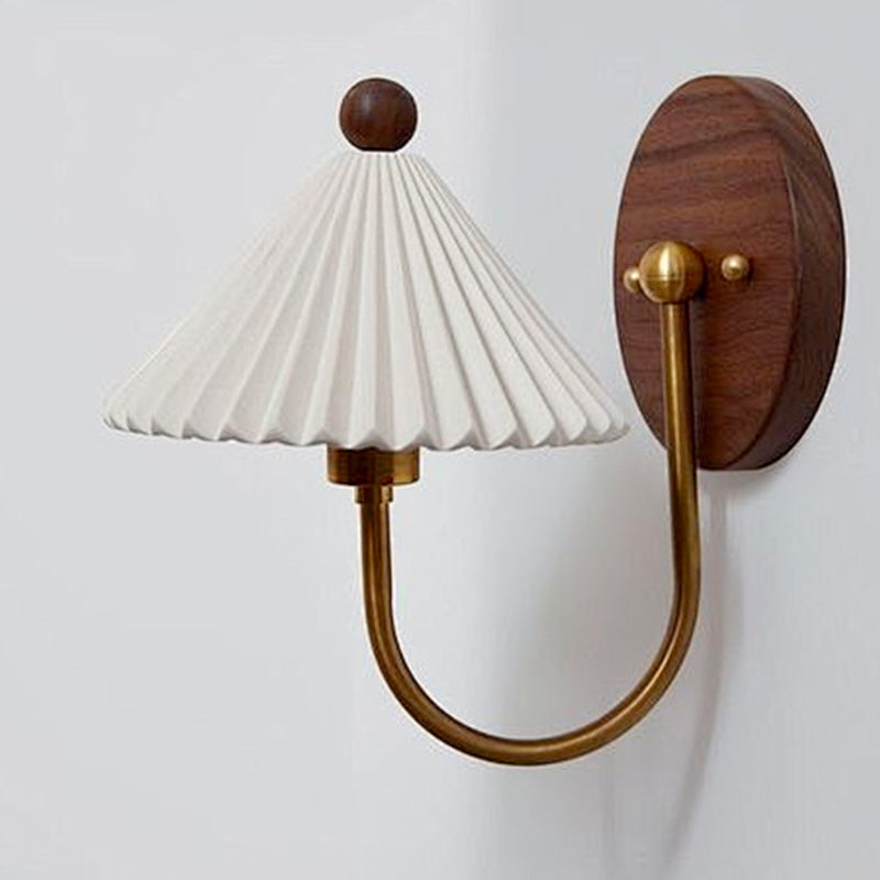 Pleated Umbrella-shaped Solid Wood Wall Lamp