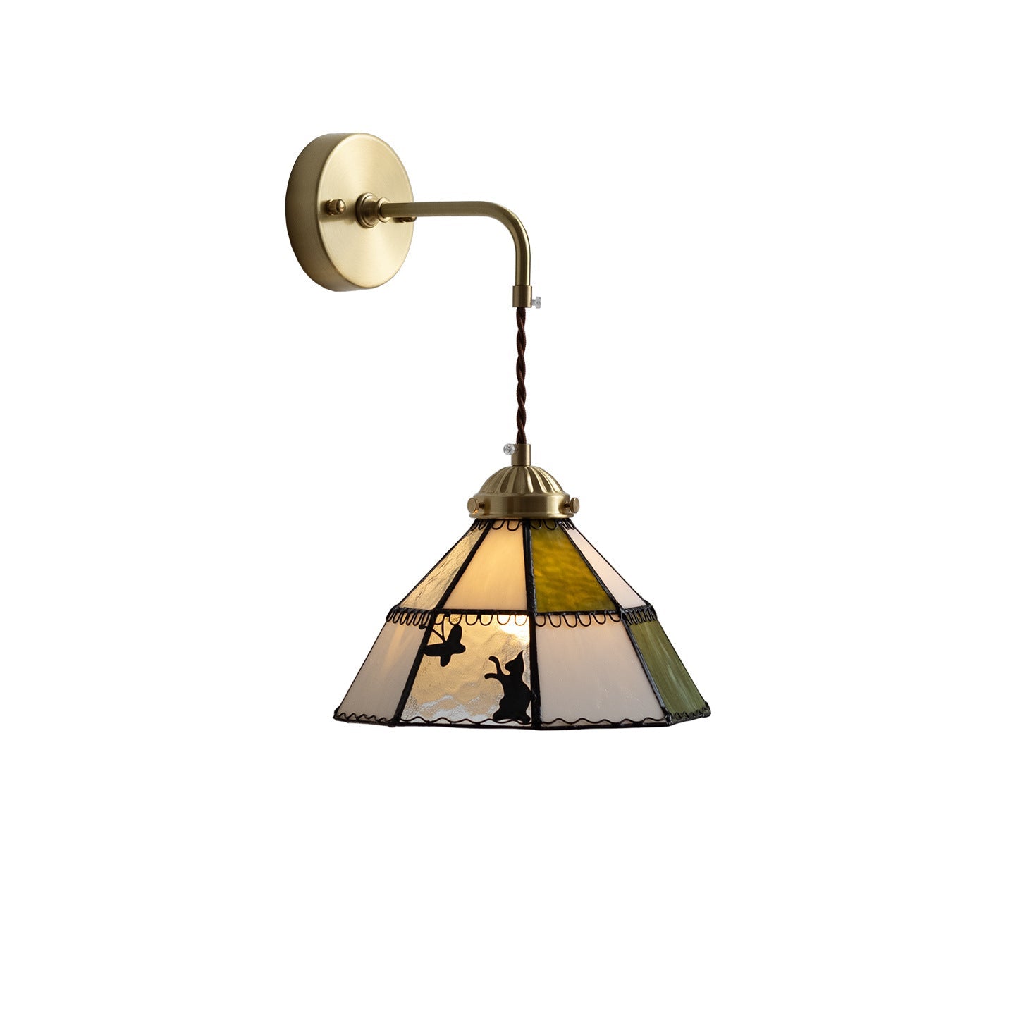 Round Cat Pattern Brass Wall Lamp