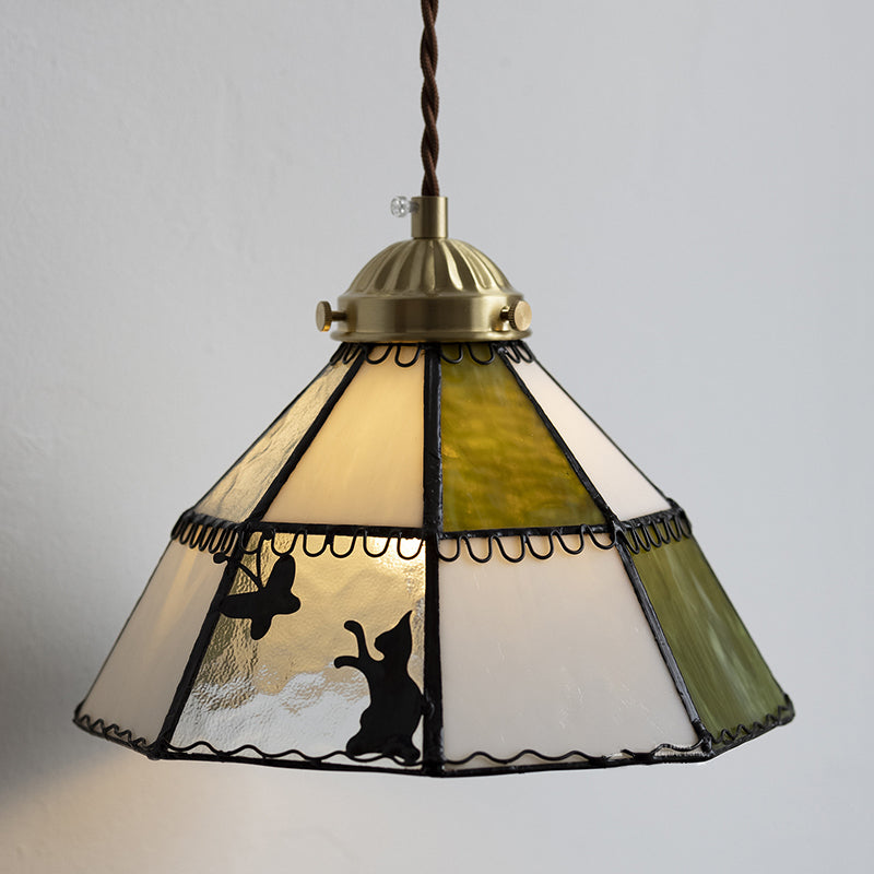 Round Cat Pattern Brass Wall Lamp
