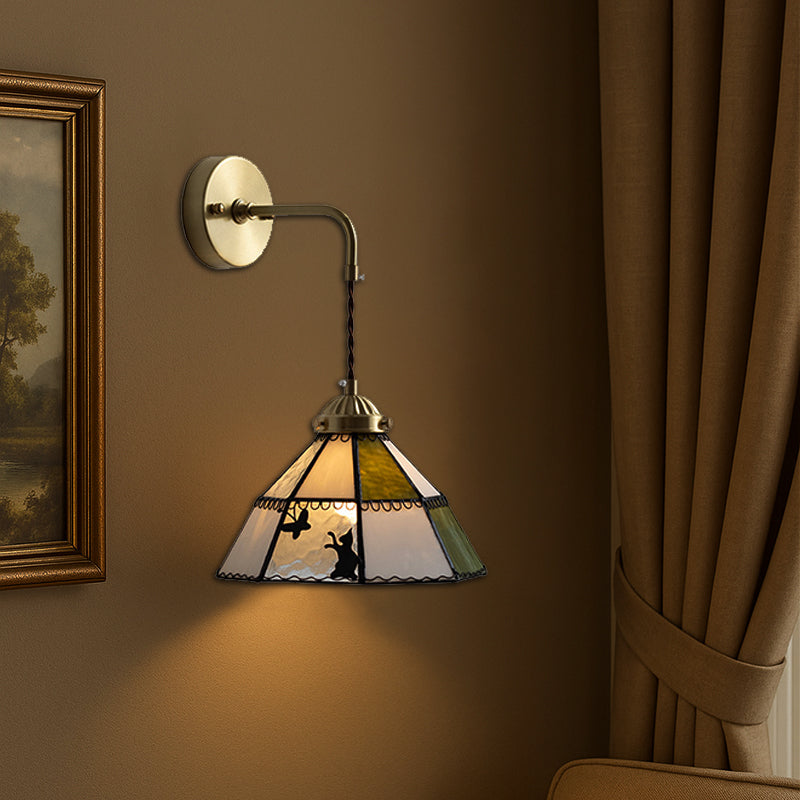 Round Cat Pattern Brass Wall Lamp