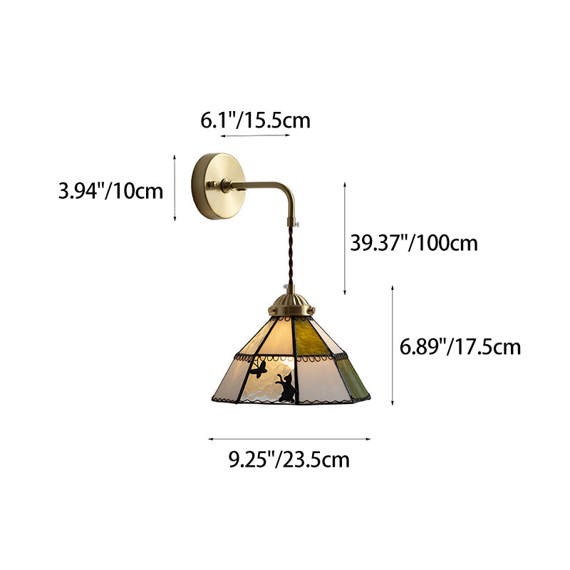 Round Cat Pattern Brass Wall Lamp