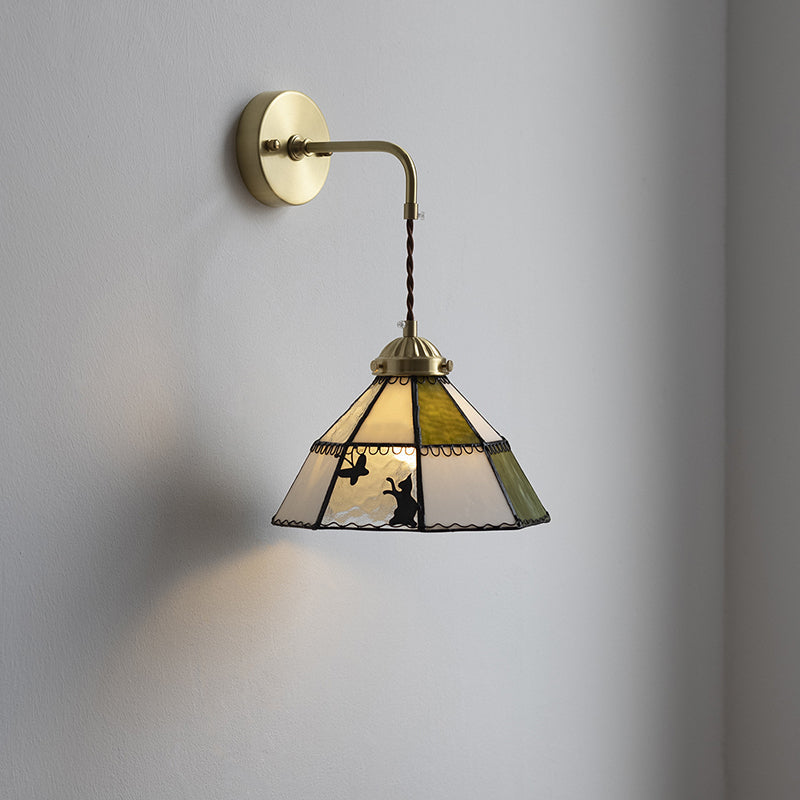 Round Cat Pattern Brass Wall Lamp