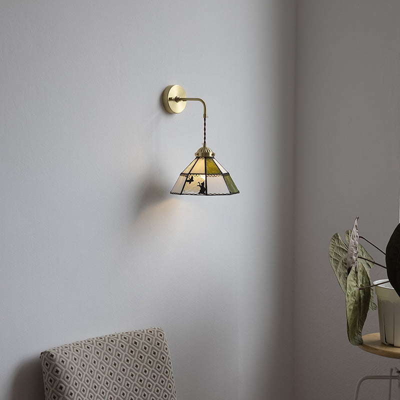 Round Cat Pattern Brass Wall Lamp