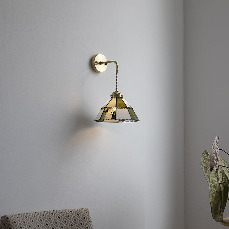 Round Cat Pattern Brass Wall Lamp