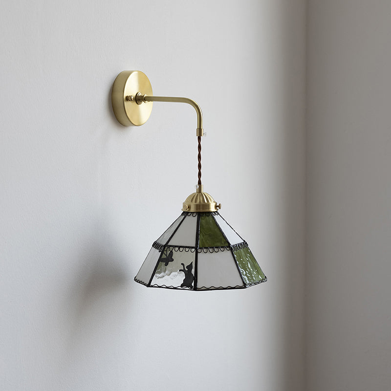 Round Cat Pattern Brass Wall Lamp